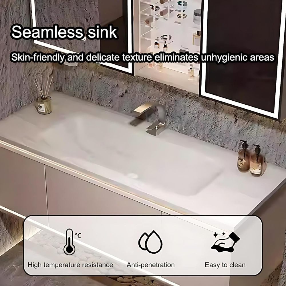 50IN Bathroom Vanity with Sink - Modern Bathroom Vanity with Smart Defogging Mirror, Luxury Sink Cabinet with Multiple Storage Areas, No Assembly Required