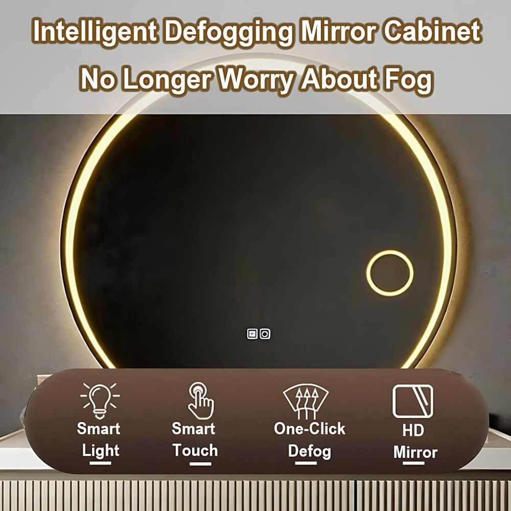 98IN Bathroom Vanity with Sink - Bathroom Vanity Cabinet with Drawers & Smart Anti-Fog Mirror, Single Floating Sink, Buffer Damping, Customizable Sizes - Complete Accessories Mirror