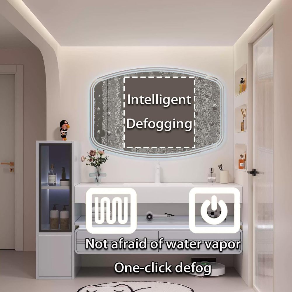 88IN Bathroom Vanity with Sink - Single Sink Vanity with Smart Defrost Mirror, Solid Wood Bathroom Vanity Cabinet, Large Storage Space, Customizable Size - Complete Accessories,Style C
