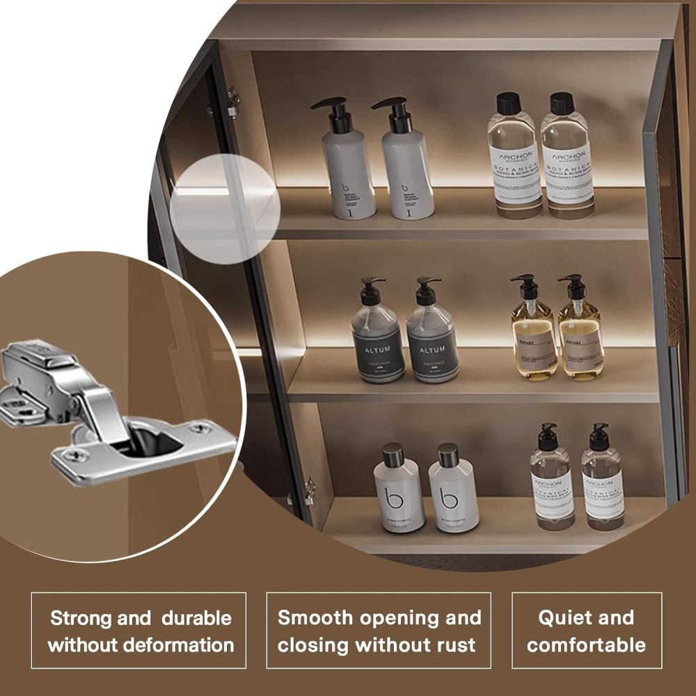 68IN Bathroom Vanity with Sink - Floating Vanity Set with Extended Makeup Table, Solid Wood Sink Cabinet and Round LED Mirror, Glass Side Cabinet, Includes Accessories, Gold