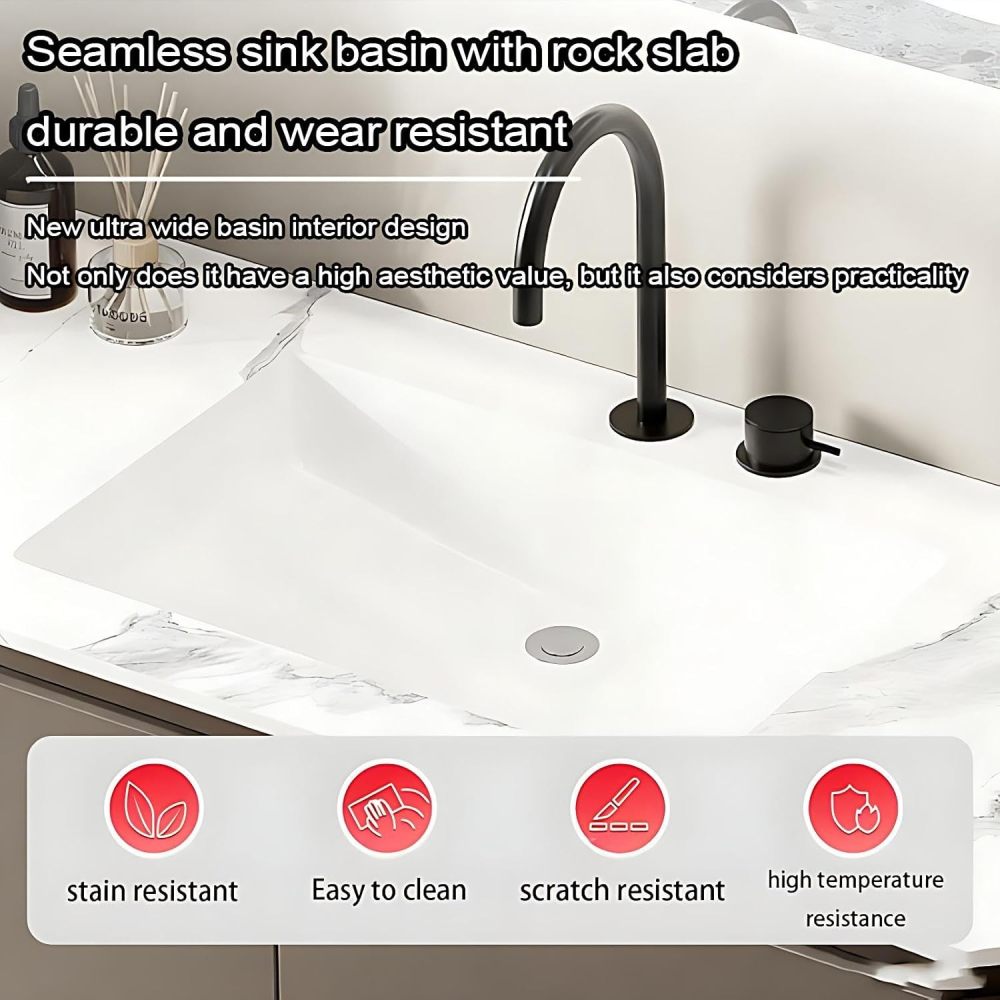 64IN Bathroom Vanity - Solid Wood Bathroom Vanity with Smart Defogging Mirror, Floating Sink Cabinet with Multiple Storage Areas & Seamless Sink, No Assembly Required