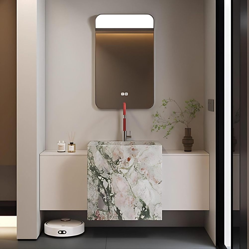 68IN Bathroom Vanity with Sink - Floating Bathroom Vanity with Sink and Smart Defog Mirror, Modern Bathroom Sink Cabinet with 2 Cabinet Doors, No Assembly Required, Mirror - A