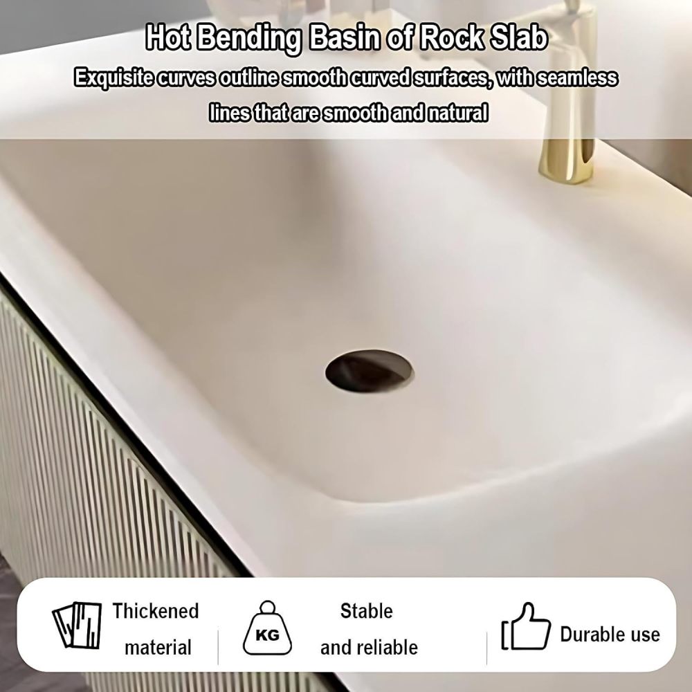 98IN Bathroom Vanity with Sink - Bathroom Vanity Cabinet with Drawers & Smart Anti-Fog Mirror, Single Floating Sink, Buffer Damping, Customizable Sizes - Complete Accessories Mirror