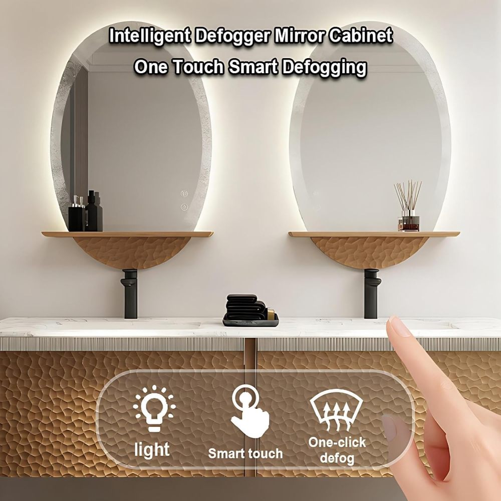 104IN Bathroom Vanity with Sink - Modern Floating Vanity with Two Drawers, Solid Wood Bathroom Sink Cabinet, Intelligent Defogging, Customizable Sizes - Complete Accessories, Brown