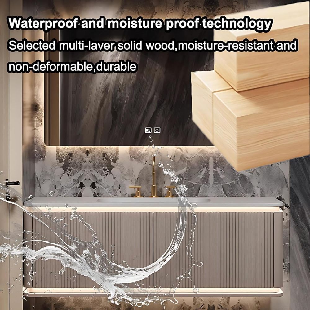 62IN Bathroom Vanity with Sink - Luxury Bathroom Vanity with Smart Defog Mirror, Modern Sink Cabinet with 2 Large Capacity Drawers, Customizable Size, No Assembly Required