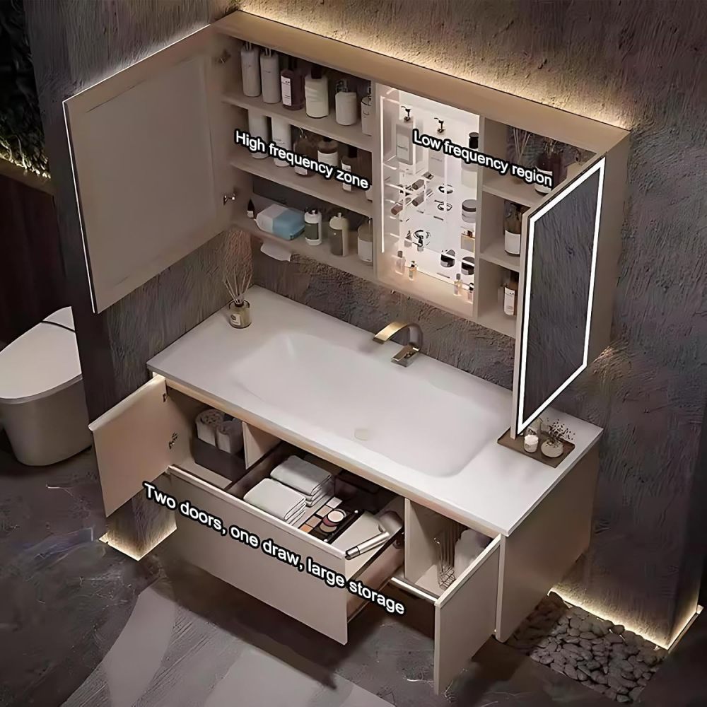 50IN Bathroom Vanity with Sink - Modern Bathroom Vanity with Smart Defogging Mirror, Luxury Sink Cabinet with Multiple Storage Areas, No Assembly Required