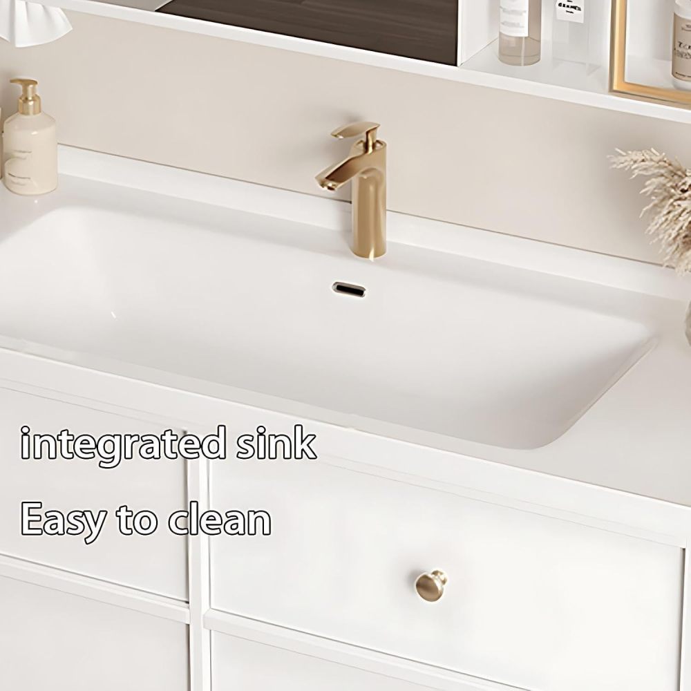 72IN Bathroom Vanity with Sink - Bathroom Vanity with Defog Mirror, Seamless Basin & Waterproof Finish, Solid Wood Cabinet with 4 Drawers | Complete Accessories, Fully Assembled, B