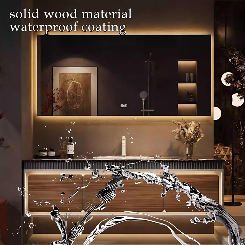 72IN Bathroom Vanity - Floating Bathroom Vanity with Sink, Smart Touch Anti-Fog Mirror, Seamless Basin,Waterproof Finish | Complete Accessories, Fully Assembled, Wood