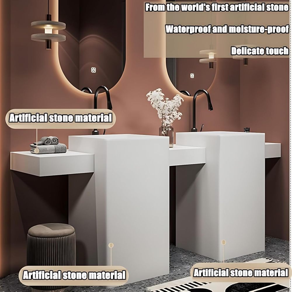 Bathroom Vanity with Sink - Single/Double Sink Bathroom Vanity & Smart Mirror Combination, Elegant and Stylish |2 Options | Multi-Layer Solid Wood Material (Double Sink, 100")