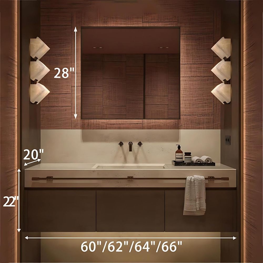60IN Bathroom Vanity - Solid Wood Bathroom Vanity with Smart Defog Mirror, One-Touch Defog & Lighting, Floating Sink Cabinet with 3 Drawer and Towel Rack, No Assembly Required, Wood