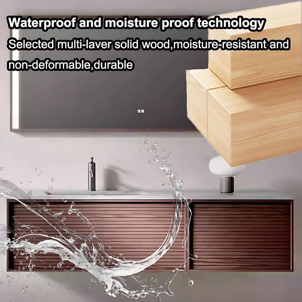32IN Bathroom Vanity with Sink - Floating Bathroom Vanity with Smart Defog Mirror, Solid Wood Sink Cabinet with 2 Large Capacity Drawers, No Assembly Required