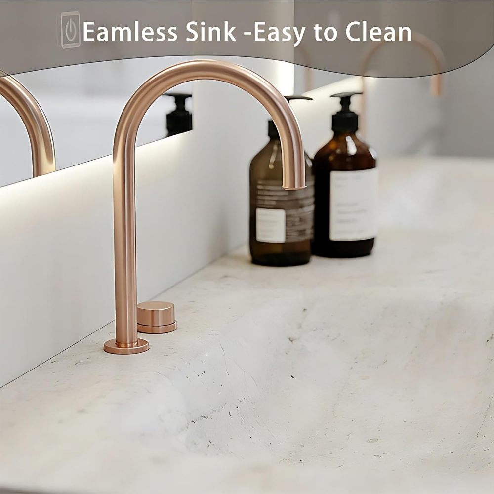 60IN Double Sink Bathroom Vanity - Modern Bathroom Vanity with Smart Defog Mirror, Floating Sink Cabinet with 2 Drawers, Complete Accessories, No Assembly Required, White - Mirror