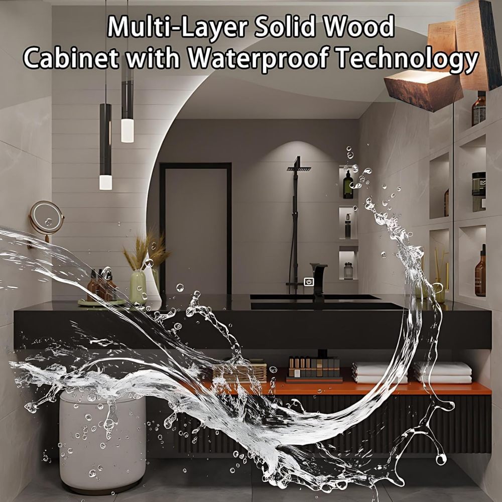 60IN Bathroom Vanity with Sink - Modern Bathroom Vanity with Smart Defog Mirror, One-Touch Defog & Lighting, Stylish Sink Cabinet with 2 Drawerse, Includes Stool, Grey-A