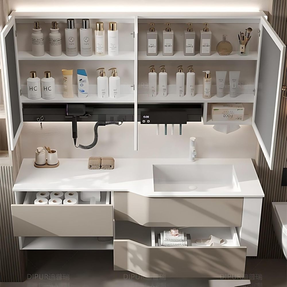 Bathroom Vanity with Sink - Modern Bathroom Sink Cabinet, Contains LED Smart Defog Function | Wall Mount | Multi-Layer Solid Wood Material | Modern and Stylish Design (36")