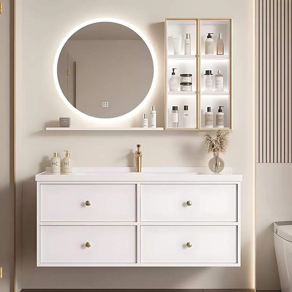 72IN Bathroom Vanity with Sink - Bathroom Vanity with Defog Mirror, Seamless Basin & Waterproof Finish, Solid Wood Cabinet with 4 Drawers | Complete Accessories, Fully Assembled, B