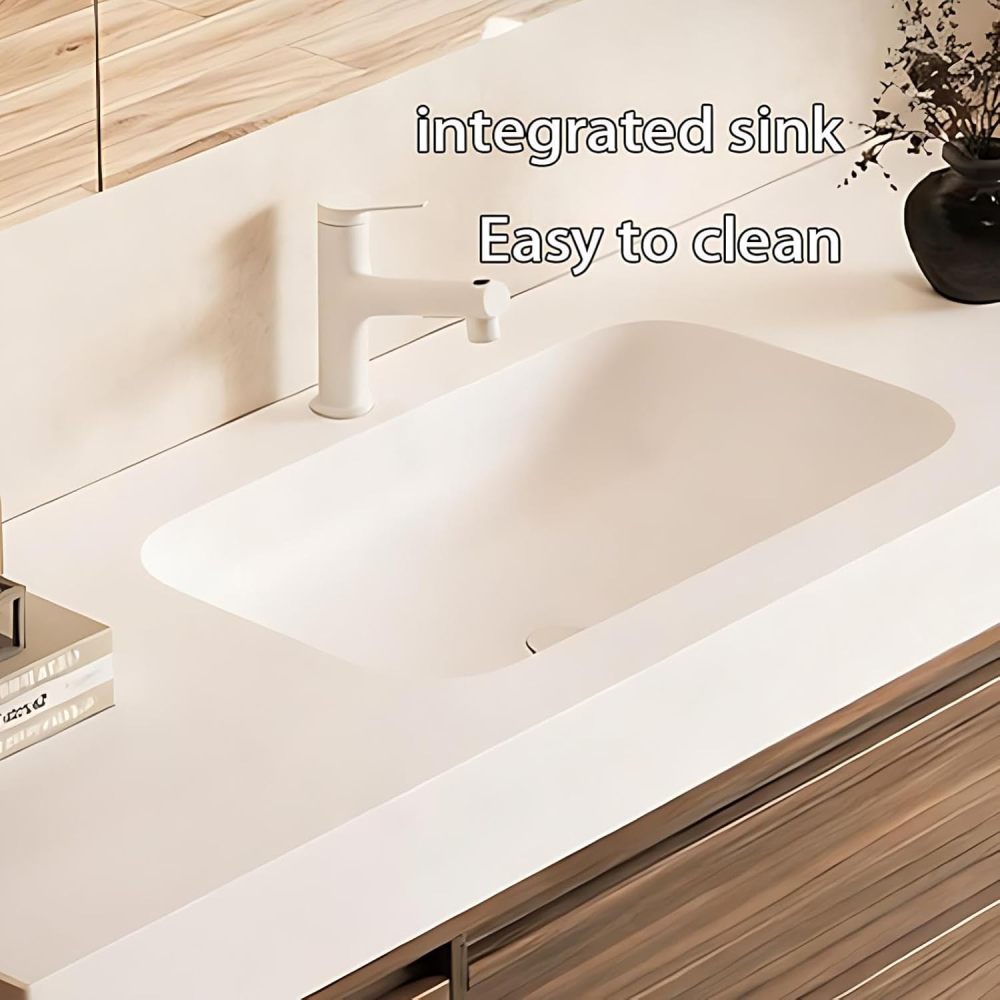 72IN Bathroom Vanity with Sink - Wall-Mounted Bathroom Vanity Set with Anti-Fog Mirror, 4 Drawers & Seamless Basin, Waterproof Finish, Complete Accessories, Fully Assembled, Wood