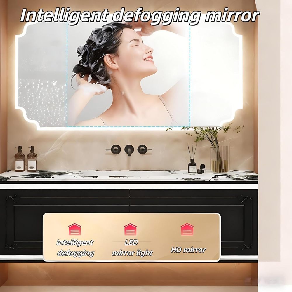 72IN Single Sink Bathroom Vanity - Small Bathroom Sink Cabinet with 2 Drawer Storage, Anti-Fog Mirror, Seamless Basin, Wall-Mounted Design | Complete Accessories, Fully Assembled, White