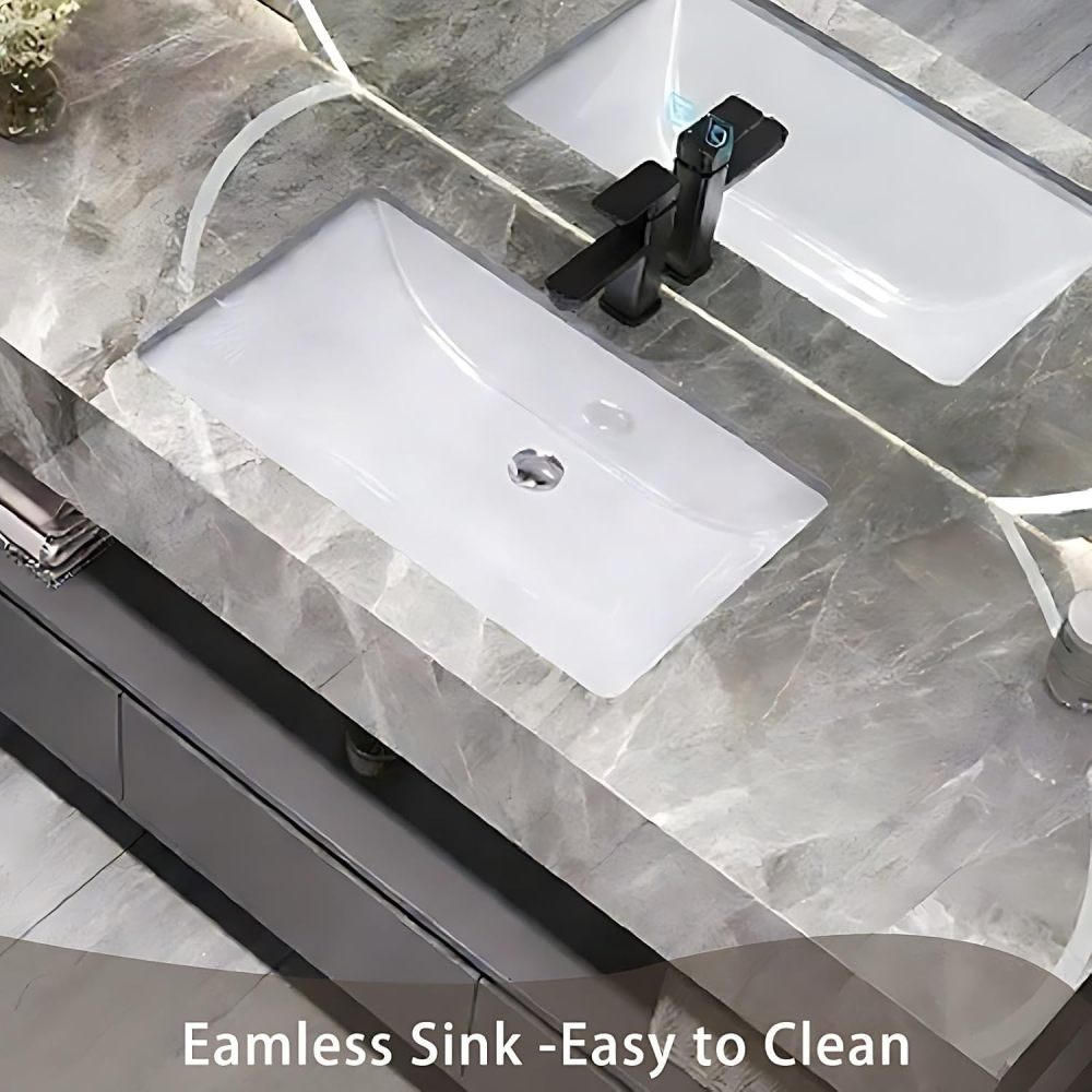 60IN Bathroom Vanity - Modern Bathroom Vanity with Smart Defog Mirror, One-Touch Defog & Lighting, Floating Bathroom Sink Cabinet with 3 Drawers & Seamless Sink, No Assembly Required