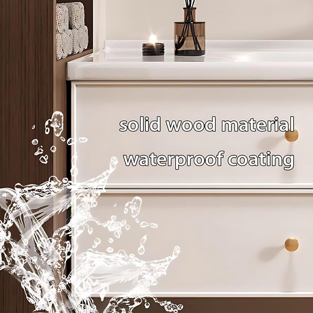 72IN Bathroom Vanity with Sink - Small Bathroom Vanity with Smart Defrost Mirror, Seamless Easy-Clean Basin, Wall-Mounted, Complete Accessories, Fully Assembled, White
