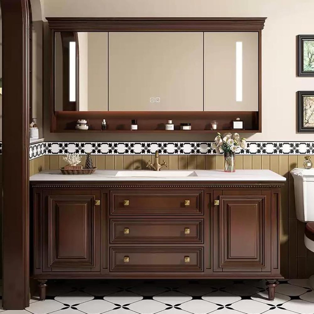 72IN Bathroom Vanity with Sink - Solid Wood Bathroom Vanity with Smart Anti-Fog Mirror, Sink Cabinet, Fully Assembled, Complete Accessorie