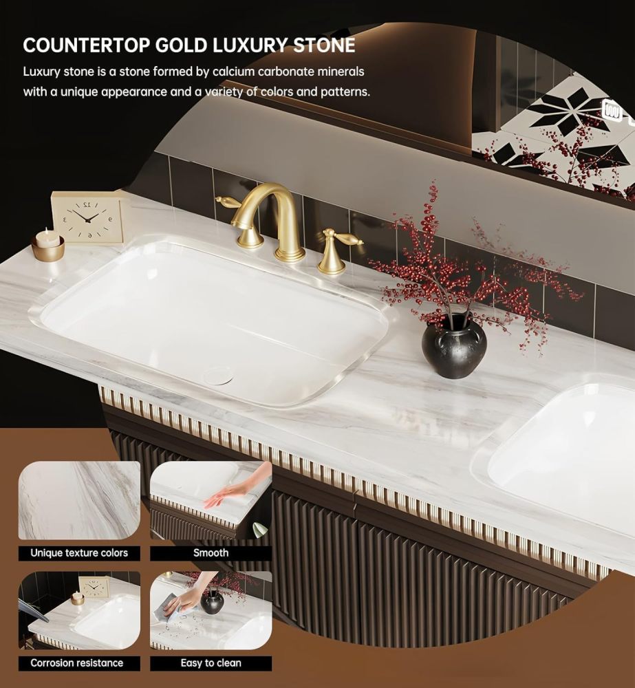 38IN Floating Bathroom Vanity with Sink - Luxurious Sink Cabinet with One-Piece Top & Drawers, Wall Mount Bath Vanity with LED Smart Defog Mirror, Solid Wood, Includes Accessories, White