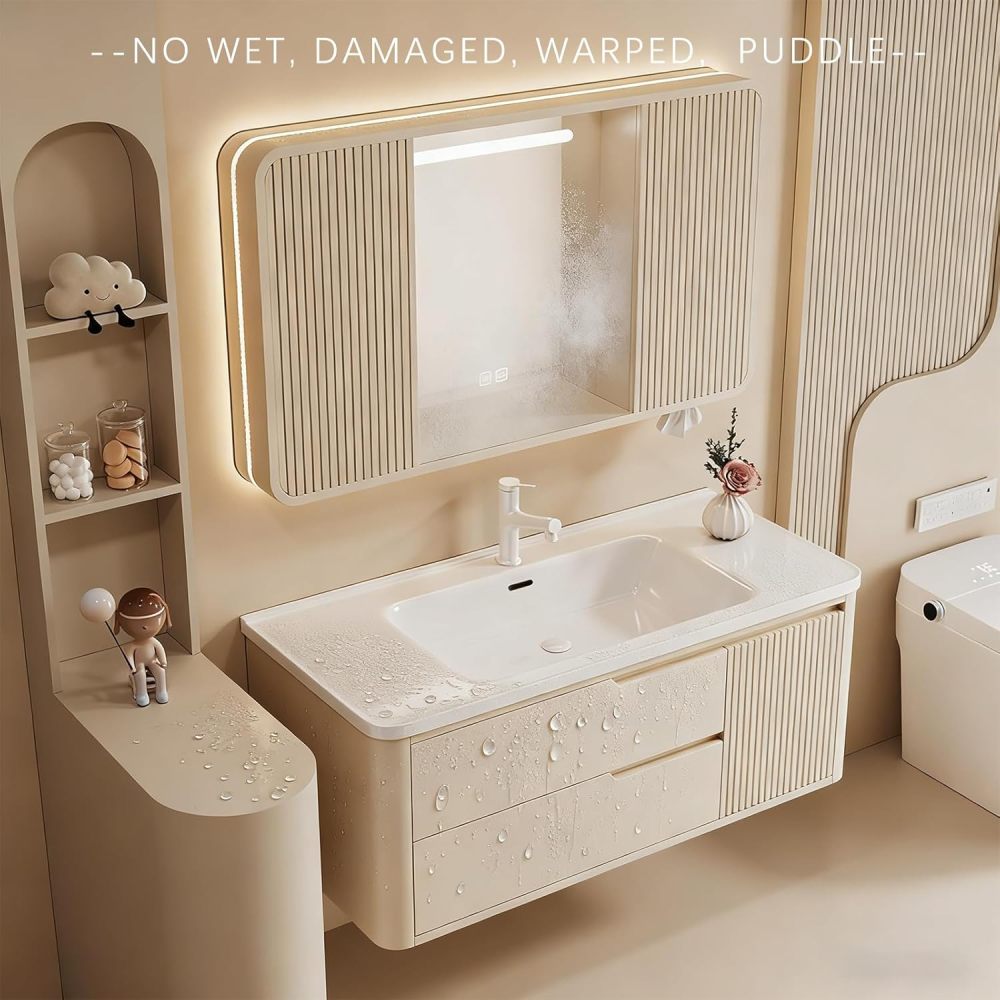 72IN Bathroom Vanity - Bathroom Vanity with Drawers and Storage, Smart Anti-Fog Mirror, Solid Wood Floating Vanity with Sink, Fully Assembled