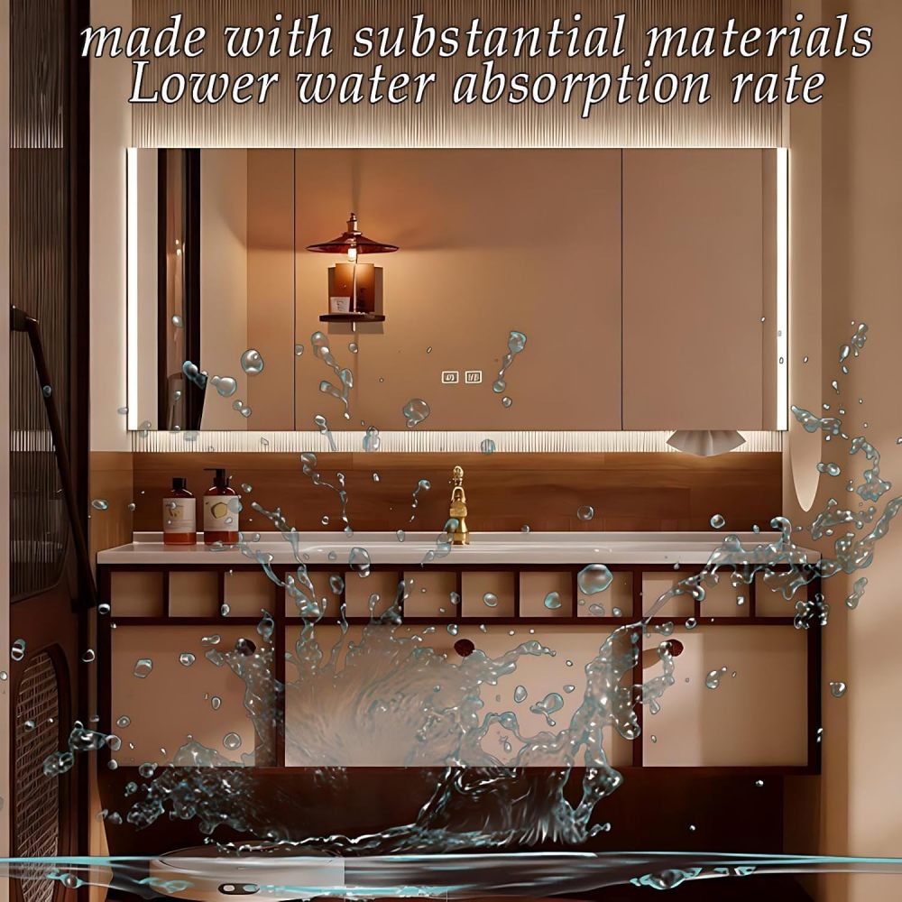 72IN Floating Bathroom Vanity with Sink - Bathroom Vanity with Smart Anti-Fog Mirror & Seamless Basin, Storage Sink Cabinet with Drawer | Complete Accessories, Fully Assembled, Wood B