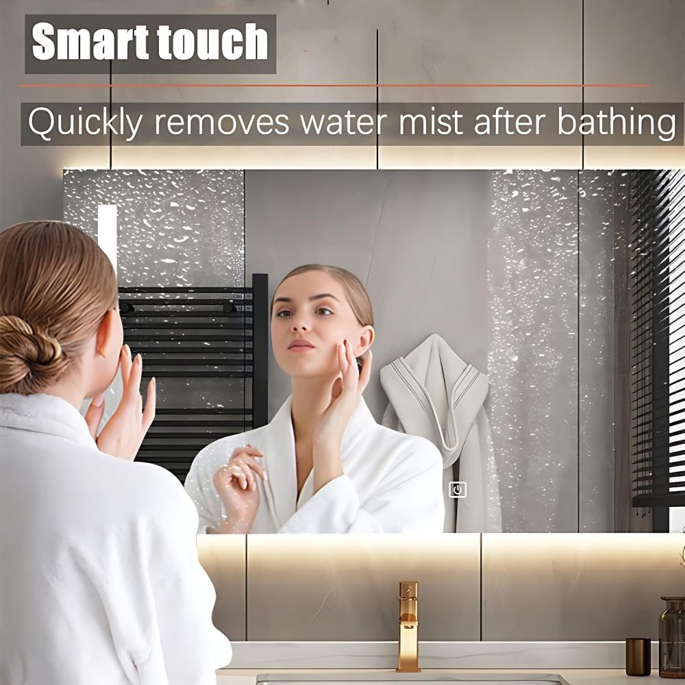Elegant Bathroom Vanity with Sink - Durable Bathroom Sink Cabinet & Intelligent Defogging LED Mirror Set | Wall Mount | Multi-Layer Solid Wood Material | Modern and Stylish Design (88")