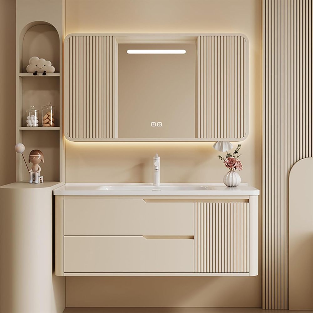 72IN Bathroom Vanity - Bathroom Vanity with Drawers and Storage, Smart Anti-Fog Mirror, Solid Wood Floating Vanity with Sink, Fully Assembled