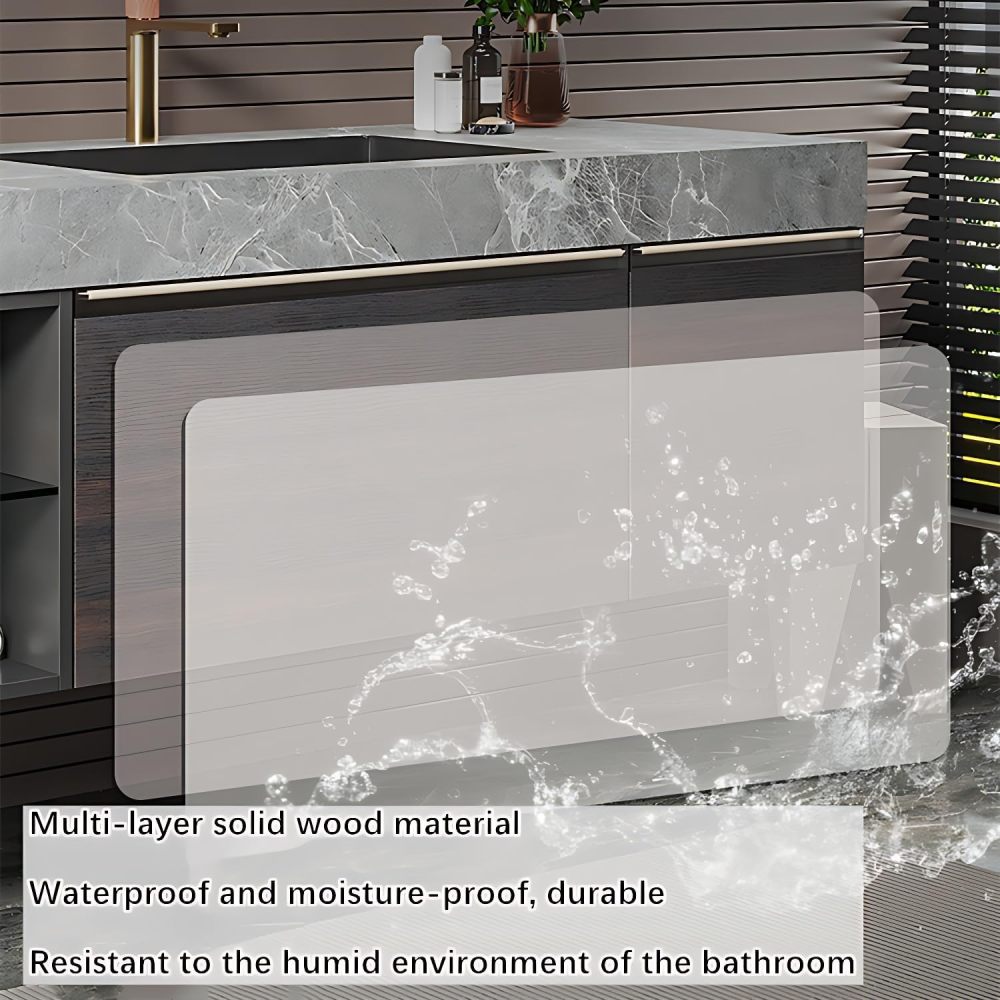 Modern Bathroom Vanity - Elegant Bathroom Vanity with Sink, Contains LED Smart Defog Function | Wall Mount | Multi-Layer Solid Wood Material | Modern and Stylish Design (88")