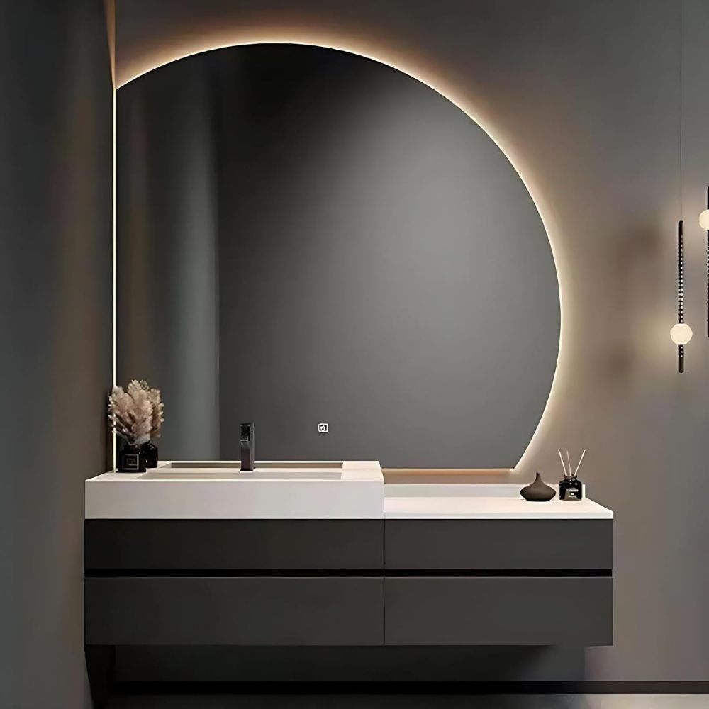 60IN Bathroom Vanity - Modern Bathroom Vanity with Smart Defog Mirror, One-Touch Defog & Lighting, Floating Bathroom Sink Cabinet with 4 Drawers, Multi-Layer Solid Wood Material