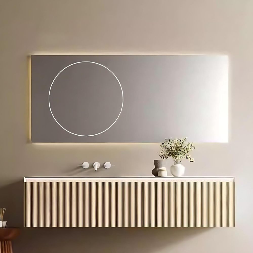 80IN Bathroom Vanity with Sink - Solid Wood Bathroom Vanity with with 2 Large Capacity Drawers, Floating Sink Cabinet with Smart Defog Mirror, Customizable Size, No Assembly Required