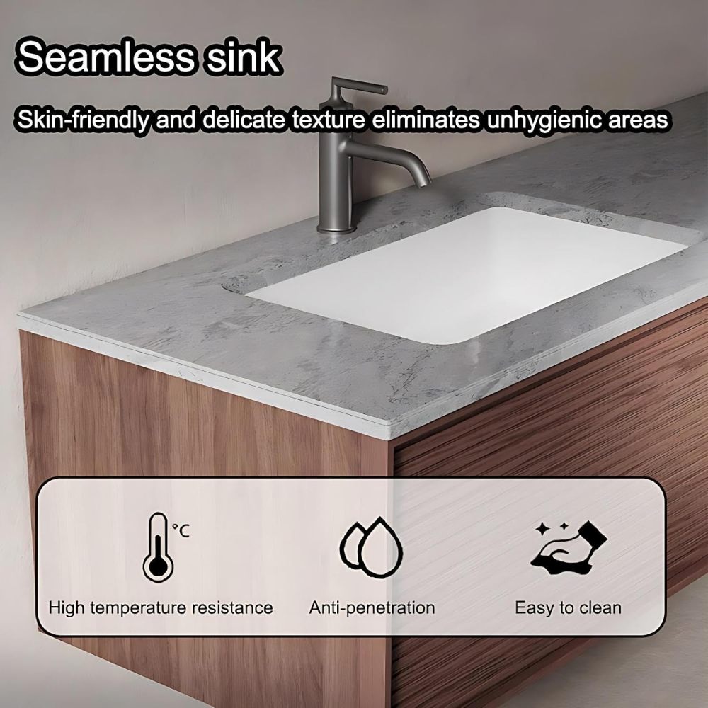 32IN Bathroom Vanity with Sink - Floating Bathroom Vanity with Smart Defog Mirror, Solid Wood Sink Cabinet with 2 Large Capacity Drawers, No Assembly Required