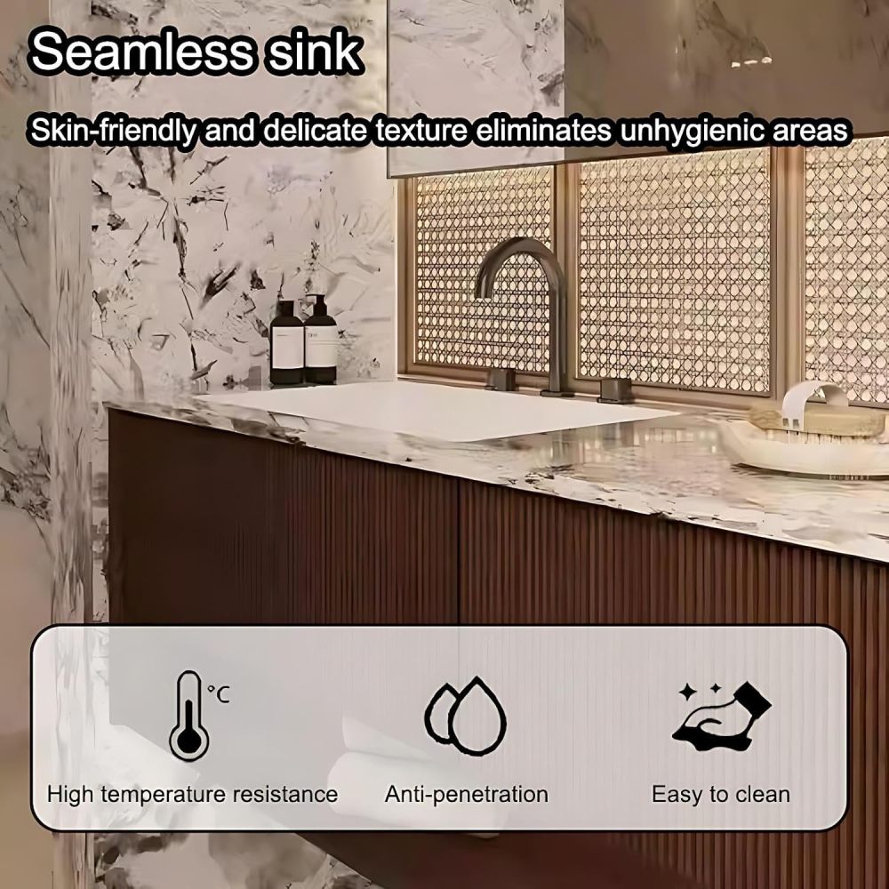 54IN Bathroom Vanity with Sink - Luxury Bathroom Vanity with 2 Drawers & Seamless Sink, Solid Wood Sink Cabinet with Smart Defog Mirror, No Assembly Required