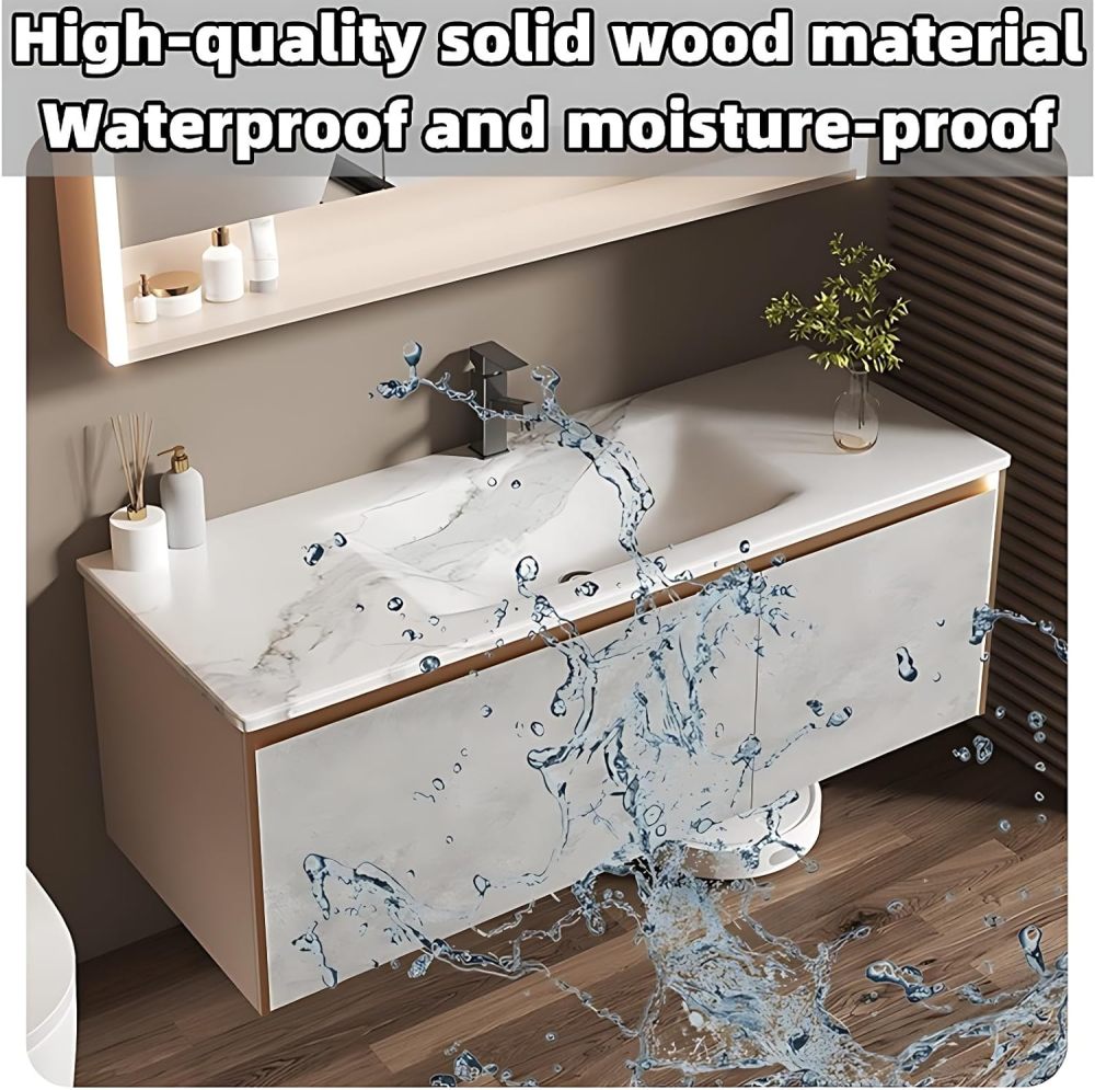 Elegant Bathroom Vanity - Durable Bathroom Vanity with Sink, Intelligent Defogging LED Mirror & Bathroom Sink Cabinet| Wall Mount | Modern and Stylish Design (C, 32")