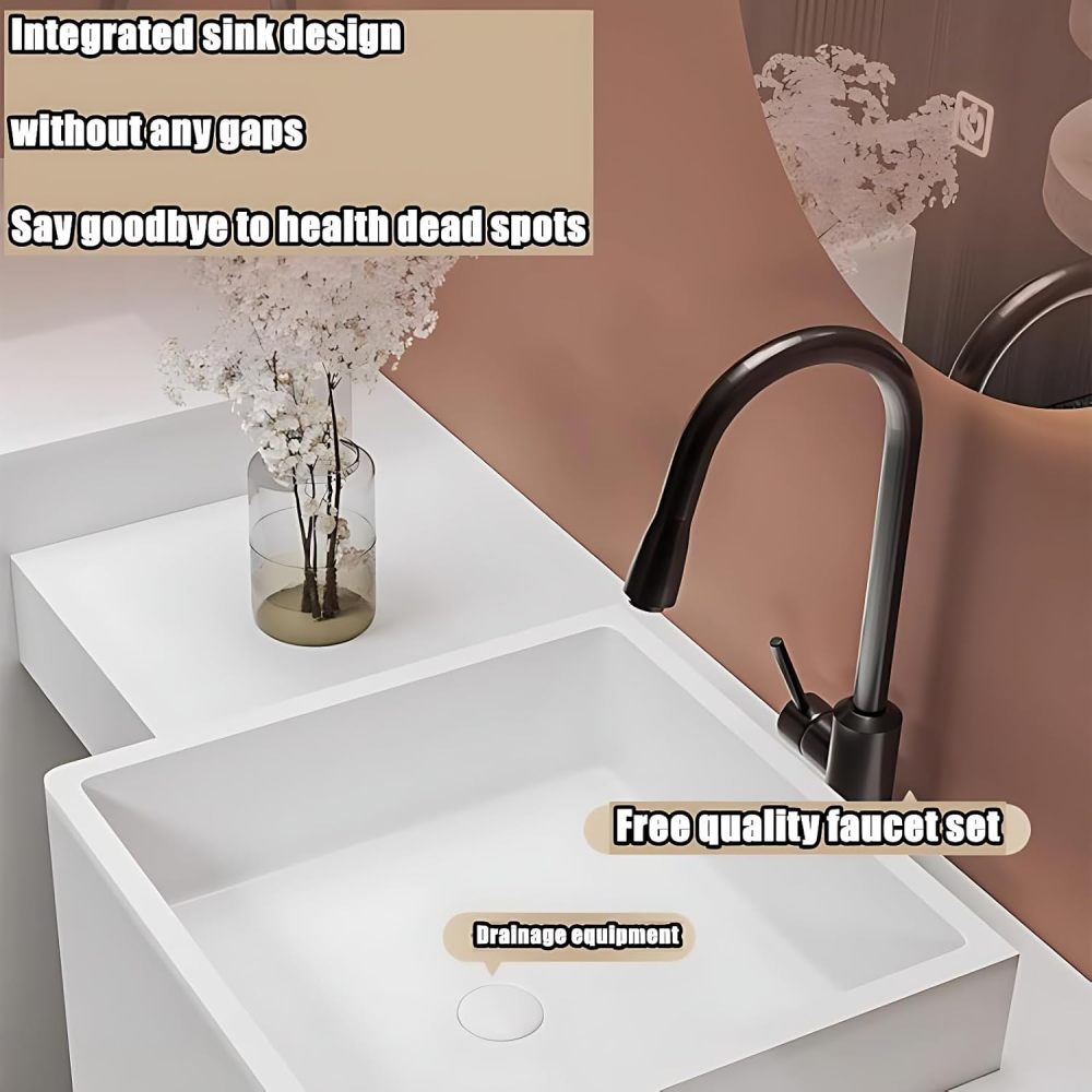 Bathroom Vanity with Sink - Single/Double Sink Bathroom Vanity & Smart Mirror Combination, Elegant and Stylish |2 Options | Multi-Layer Solid Wood Material (Double Sink, 100")