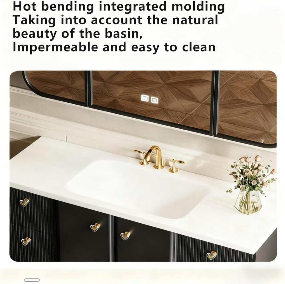 72IN Double Sink Bathroom Vanity - Luxury Bathroom Vanity with Smart LED Defogging Mirror ? Spacious Storage Cabinets, Customizable Design for Effortless Organization