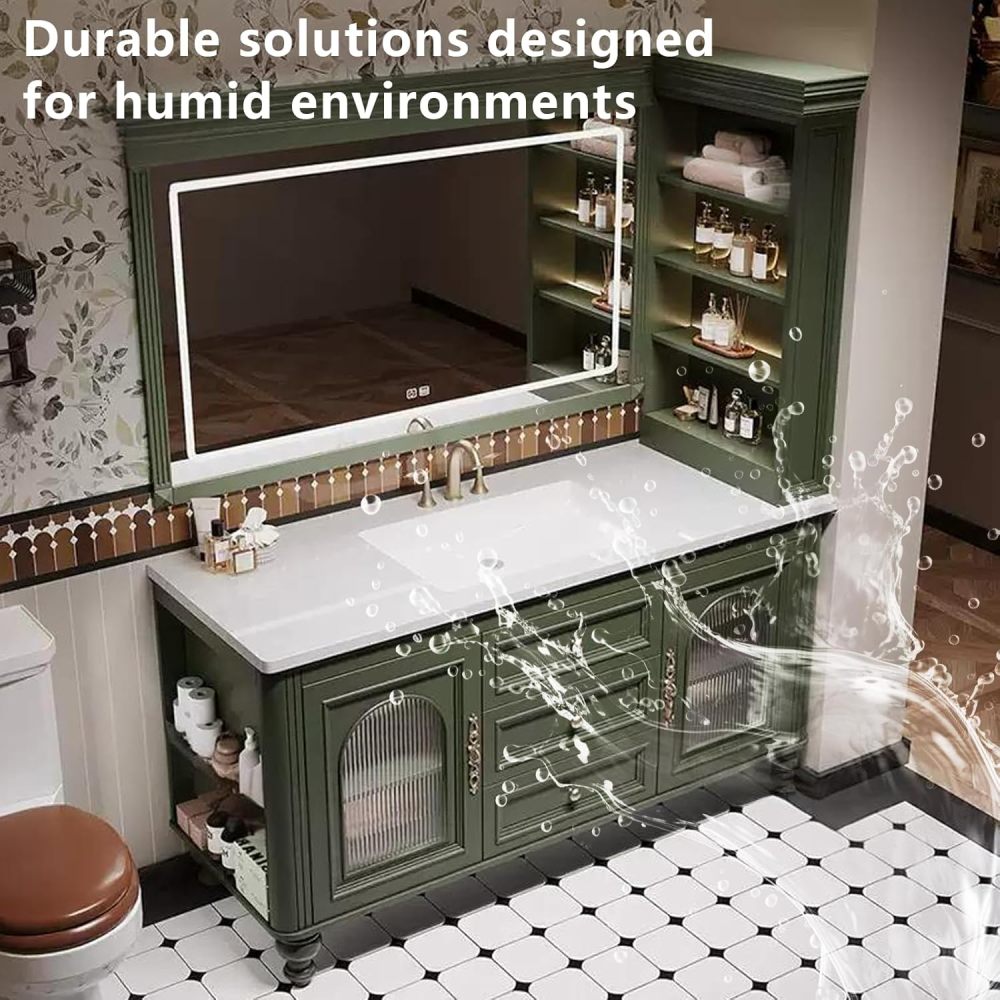 72IN Bathroom Vanity with Sink - Modern Stylish Bathroom Vanity with Smart Anti-Fog Mirror & Storage Cabinet, Complete Accessories, Fully Assembled, Green