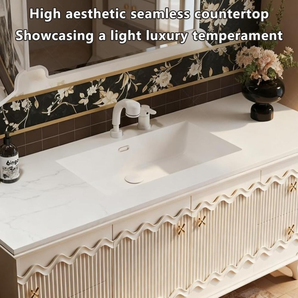 72IN Bathroom Vanity with Sink – Floating Bathroom Vanity with Smart Anti-Fog Mirror & Seamless Basin, Sink Cabinet with Drawers, Complete Accessorie, Fully Assembled, A