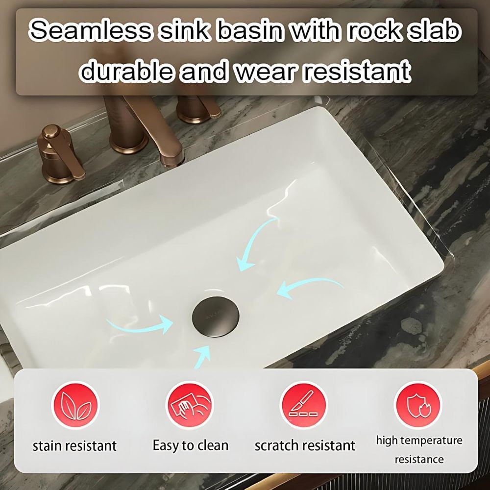 84IN Double Sink Bathroom Vanity - Luxury Bathroom Vanity with with 2 Large Capacity Drawers, Floating Sink Cabinet with Smart Defog Mirror, Customizable Size, No Assembly Required