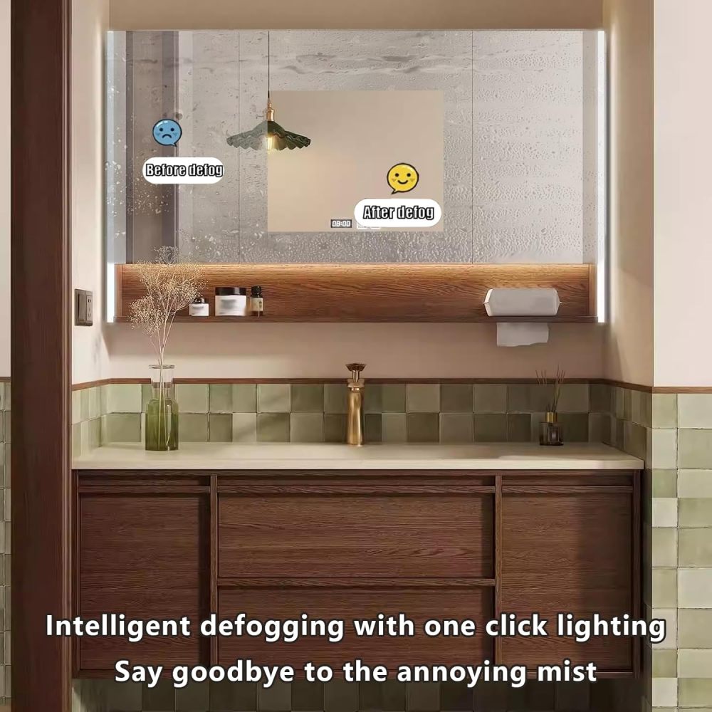 72IN Bathroom Vanity with Sink - Solid Wood Wall-Mounted Bathroom Vanity with Anti-Fog Mirror, 2 Drawers & 2 Cabinets, Complete Accessories, Fully Assembled, A