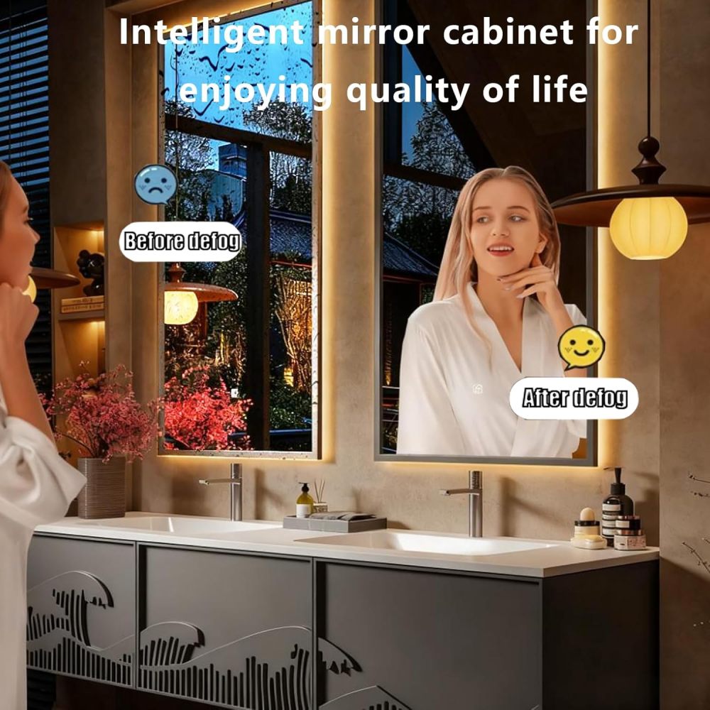 72IN Bathroom Vanity with Sink - Solid Wood Wall-Mounted Bathroom Vanity with Ample Storage, Smart Anti-Fog Mirror & Seamless Basin, Complete Accessorie, Fully Assembled