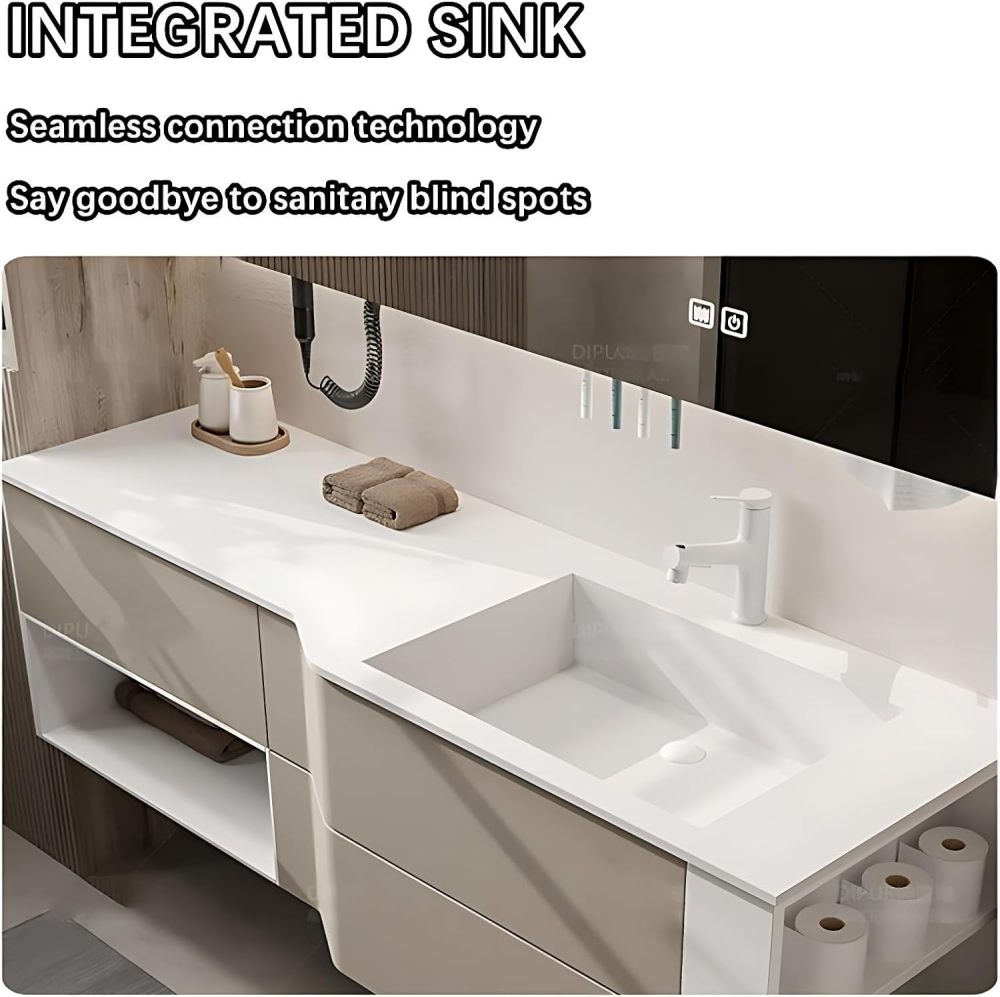 Bathroom Vanity with Sink - Modern Bathroom Sink Cabinet, Contains LED Smart Defog Function | Wall Mount | Multi-Layer Solid Wood Material | Modern and Stylish Design (36")