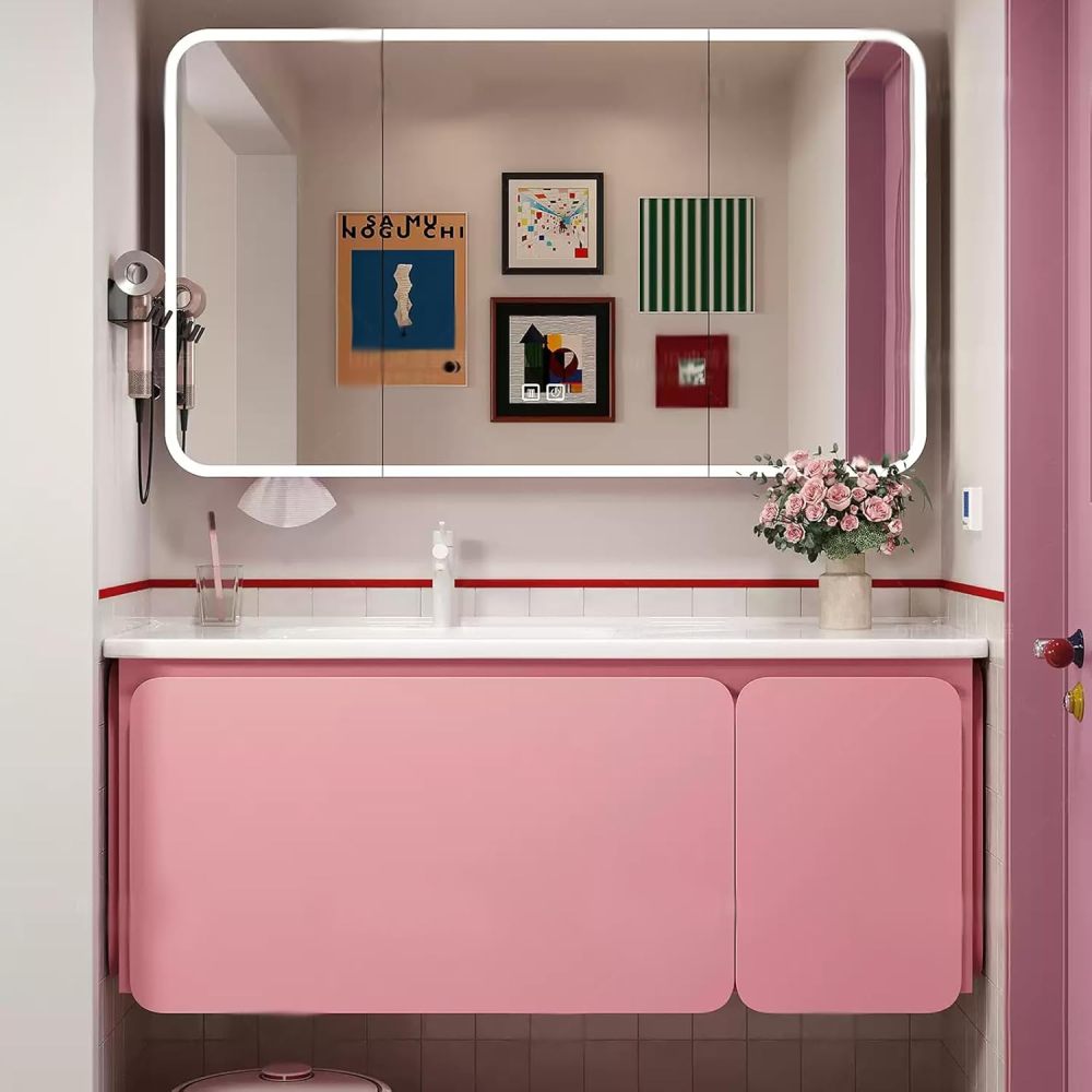 72IN Bathroom Vanity with Sink – Bathroom Vanity with Anti-Fog Mirror, Seamless Basin, Solid Wood Sink Cabinet with Drawers, Complete Accessorie, Fully Assembled
