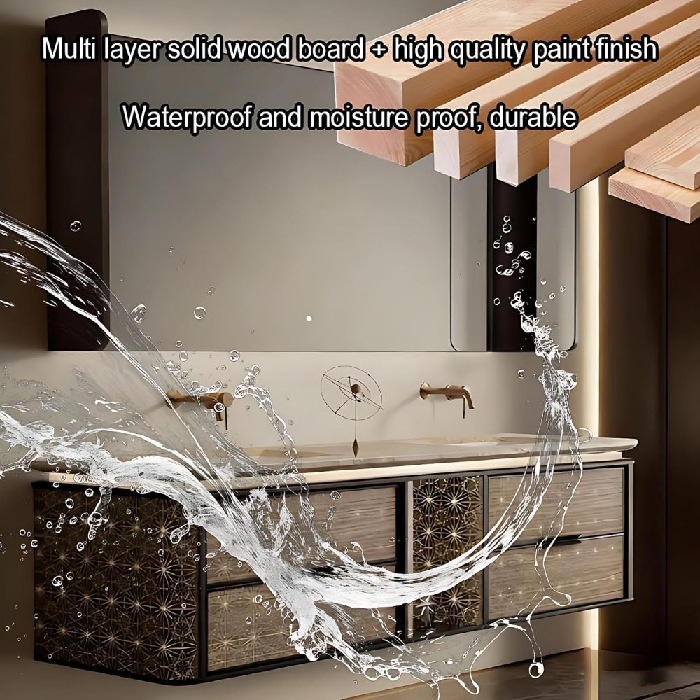 90IN Double Sink Bathroom Vanity - Luxury Bathroom Vanity with Smart Defog Mirror, Modern Sink Cabinet with 2 Cabinet Door Storage, Complete Accessories, No Assembly Required