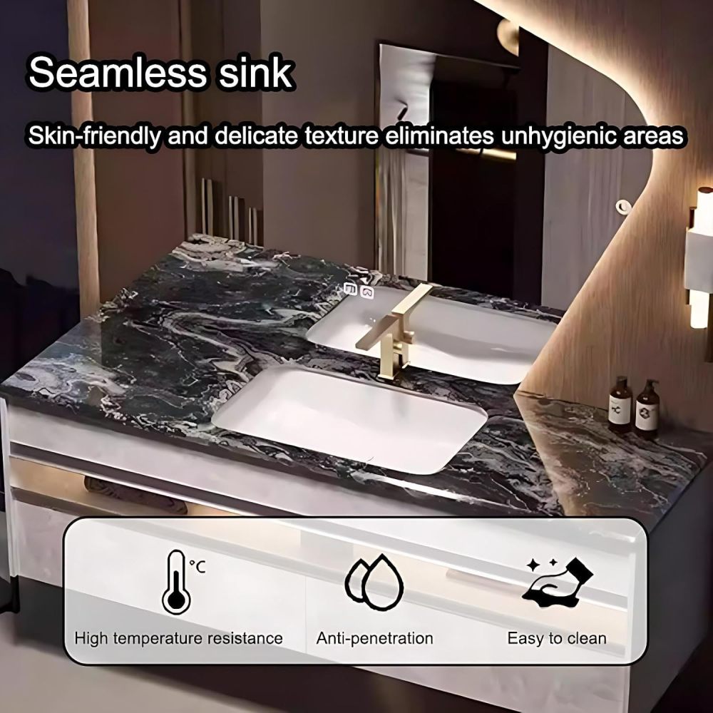 82IN Bathroom Vanity with Sink - Solid Wood Bathroom Vanity with Multiple Storage Areas, Luxury Sink Cabinet with Smart Defog Mirror, Complete Accessories, No Assembly Required