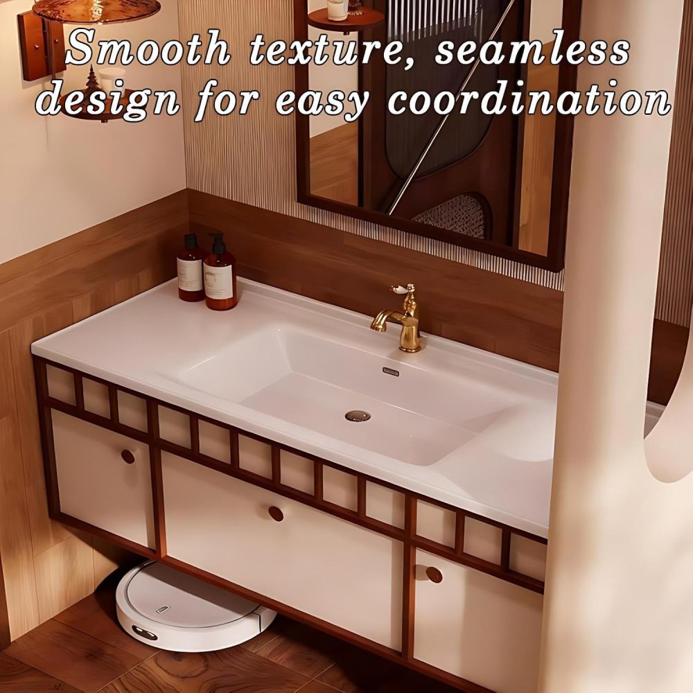 72IN Floating Bathroom Vanity with Sink - Bathroom Vanity with Smart Anti-Fog Mirror & Seamless Basin, Storage Sink Cabinet with Drawer | Complete Accessories, Fully Assembled, Wood B
