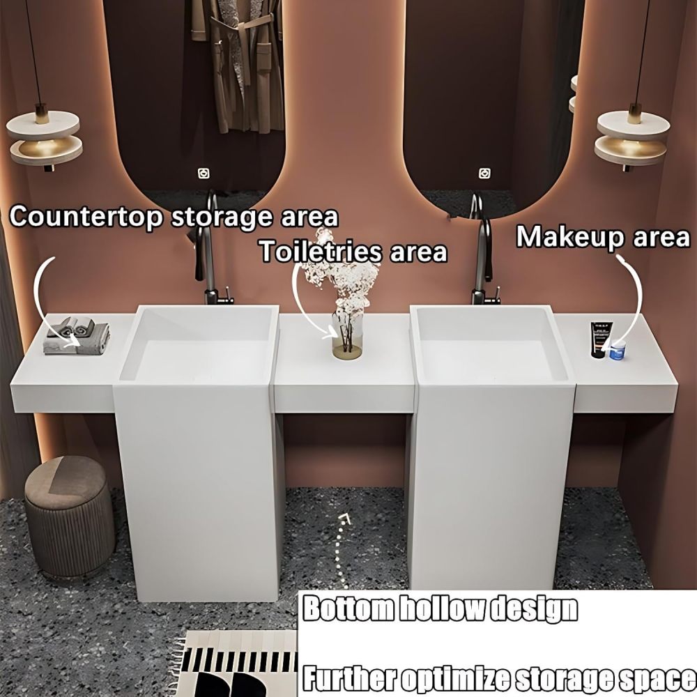 Bathroom Vanity with Sink - Single/Double Sink Bathroom Vanity & Smart Mirror Combination, Elegant and Stylish |2 Options | Multi-Layer Solid Wood Material (Double Sink, 100")