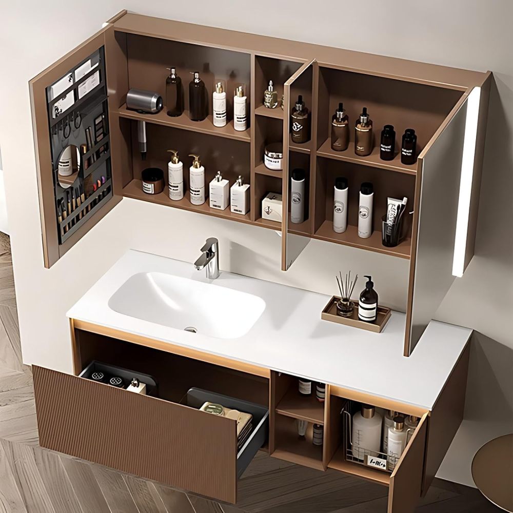 50IN Bathroom Vanity - Smart Bathroom Vanity with Multiple Storage Areas, Floating Sink Cabinet with Smart Defog Mirror, No Assembly Required