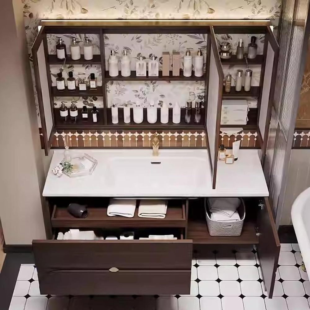 72IN Bathroom Vanity with Sink - Bathroom Vanity with Smart Defogging Mirror, Wall-Mounted Design, Sink Cabinet with Waterproof Finish, Complete Accessories, Fully Assembled, B